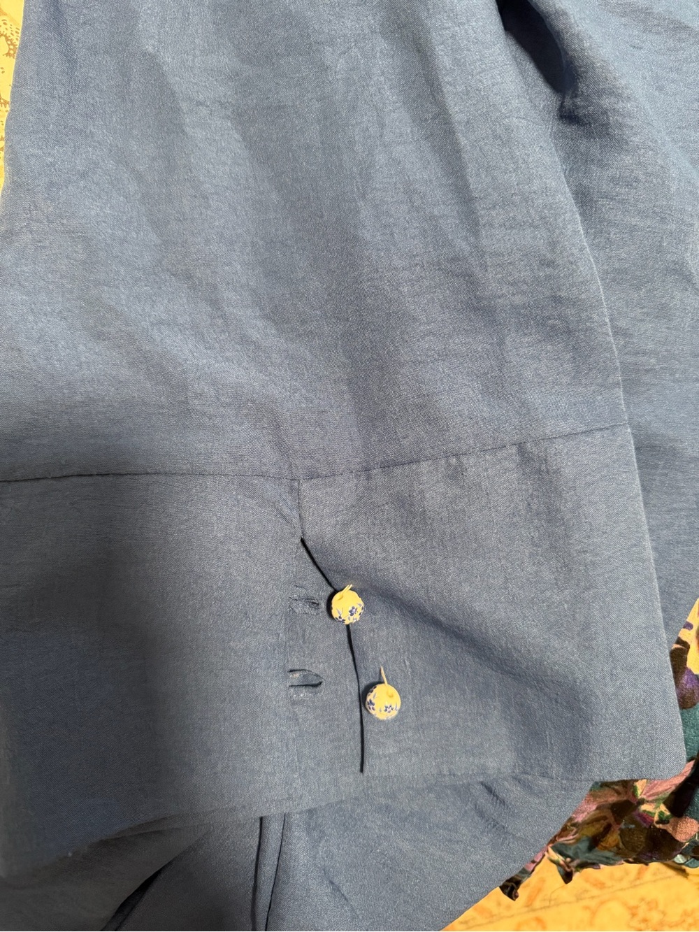 Blue Long Button-Front Women's Robe - Picture 2 of 3